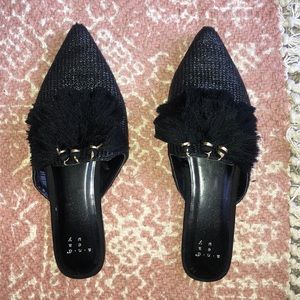 Black Woven Mules